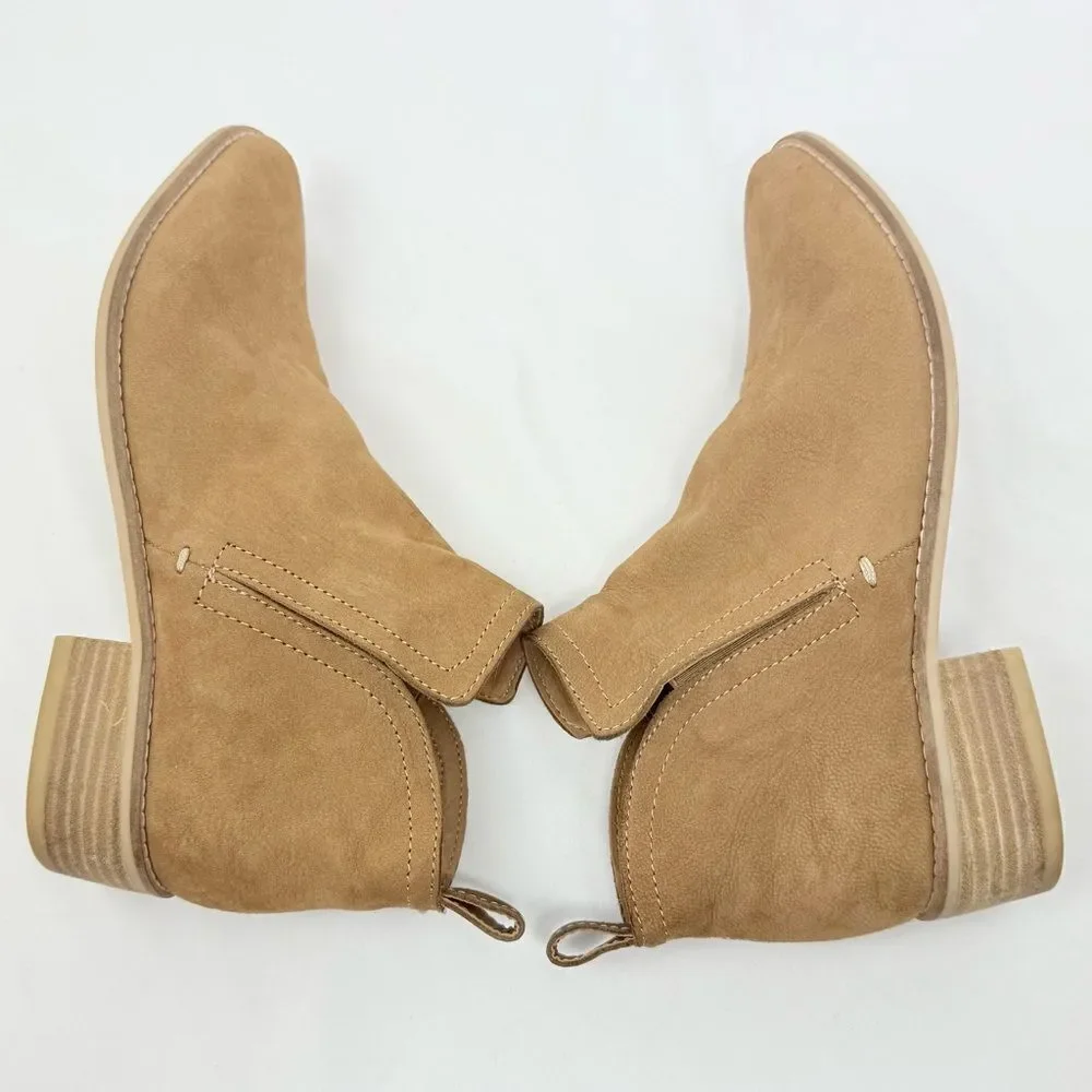 Dolce Vita TESSEY Khaki Suede Leather Stretch Slit Side Low Heel Ankle Boots